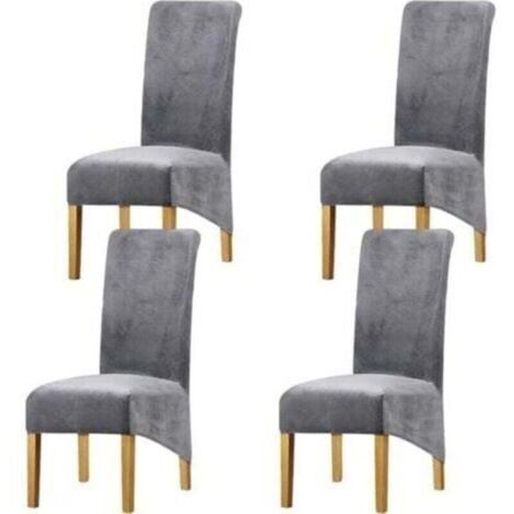 Housse de Chaise en Velours Housse Extensible Luxe pour Banquet Fête Restaurant 4 pcs Gris (1/4)