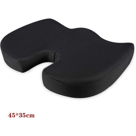 Coussin de siège orthopédique pour le coussin du coccyx fabriqué à partir de modèles de mailles en mousse visco-mémoire optimisées (noir) (1/4)
