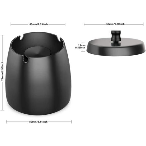 Cendrier Antidérapant En Acier Inoxydable Avec Couvercle, Coupe