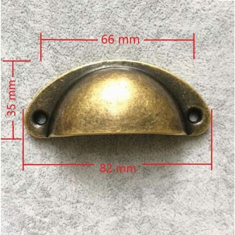 Lot de 10 Poignée de Coquille Vintage pour Tiroir Armoire Meuble Cuisine, Fer Incurvé Bouton de Porte de Placard Retro 8,2 cm x 3,5 cm Laiton Antique (1/3)