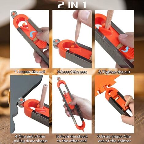 Jauge De Contour - Outil Pour Copier Les Formes Irrégulières, 2 Pièces, Pour Menuiserie, Carrelage, Bricolage - 6
