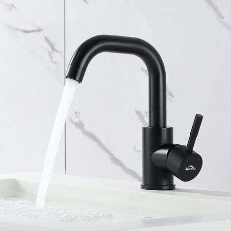Mitigeur Lavabo Noir Rotation à 360°Robinet pour Lavabo et Vasque Salle de Bain Robinetterie Mitigeur Eau et Froide Réglable en Laiton (1/5)