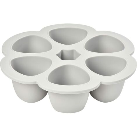 Multiportions Silicone de qualité premium, Résistance thermique extrême, Four et micro-onde, 6 alvéoles indépendantes, Couvercle hermétique, Fabriqué en Italie, 6x150 ml, Gris (1/5)