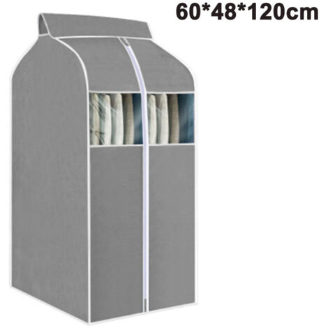 Sac à vêtements suspendu, housse de porte-vêtements en PVC transparent anti-poussière pour manteaux, vestes, robes (60 x 48 x 120, gris) (1/5)