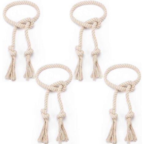 Lot de 4 embrasses de rideau en coton naturel – Longueur 100 cm – Corde de retenue décorative pour rideaux de style village – Mowze