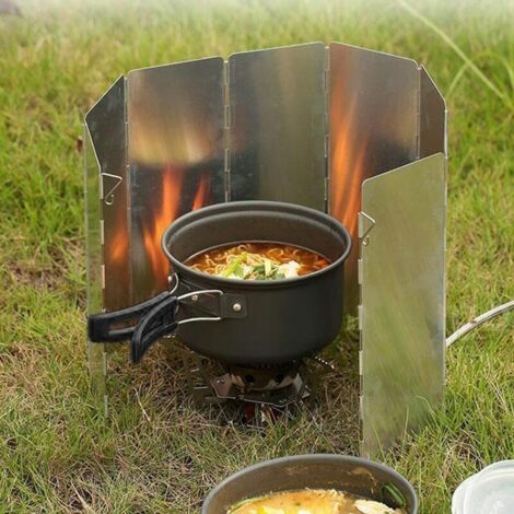 Pare-vent Pliable Pour Réchaud Camping - Acier - 3 Volets - Plateau Supérieur Pratique - 41x25x30 Cm