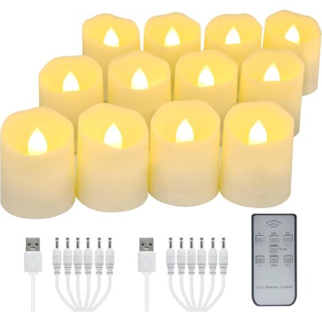 Lot de 6 bougies chauffe-plat LED rechargeables avec télécommande