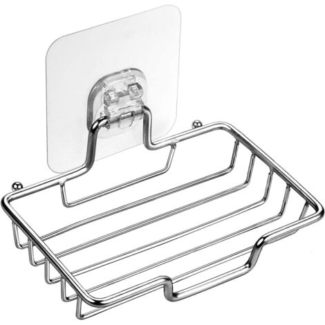 Porte-savon auto-adhésif, porte-savon sans perçage, porte-éponge durable en acier inoxydable 304, ventouse super puissante pour douche, salle de bain et cuisine (1/4)