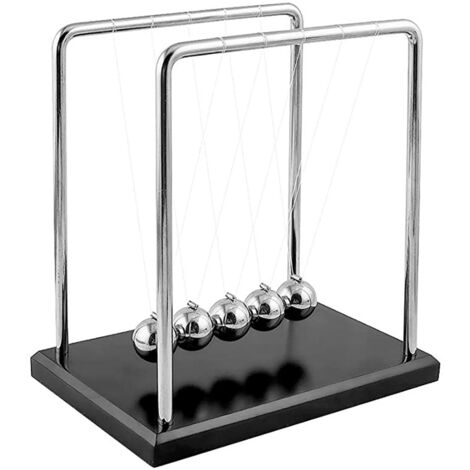 Pendule Newton - jeu de balle - Pendule 5 boules - Pendule boule pour bureau - Pendule Newton haut sur socle en bois, berceau Newton avec cadre et billes en acier de haute qualité