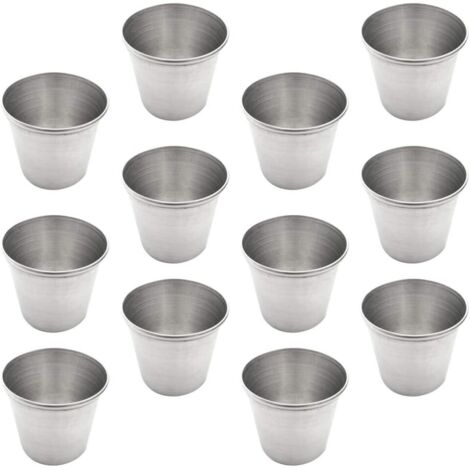 Lot de 12 gobelets en acier inoxydable pour boire des verres à liqueur portables en acier inoxydable, gobelets à vin pour whisky, liqueur de tequila (45 ml) (1/4)