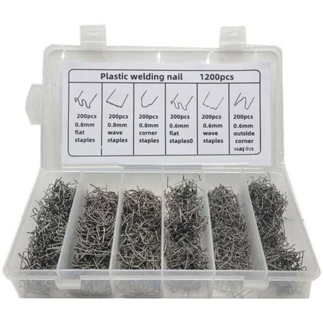 1200 pièces pare-chocs de voiture réparation en plastique clous de soudage bote d'esprit agrafes chaudes adéquates fil de soudage réparation clous pour Auto (1/5)