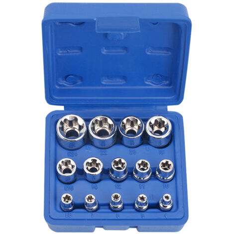 Lot de 14 douilles Torx femelles E4-E24 E-Torx hexagonales (1/5)