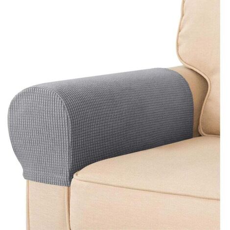 Housses de fauteuils Lot de 2 Housses d'accoudoirs en tissu élasthanne extensible imperméable antidérapant pour fauteuils,canapés,fauteuils inclinables Ineasicer (gris clair) (1/4)