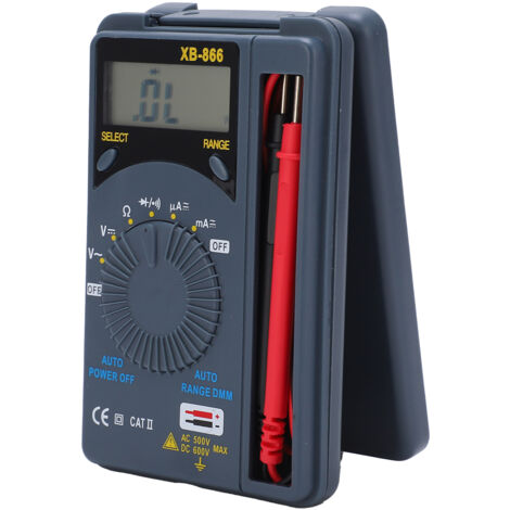 Multimètre de poche XB866 à affichage numérique, testeur de tension de mesure portable polyvalent, voltmètre haute précision à grande portée