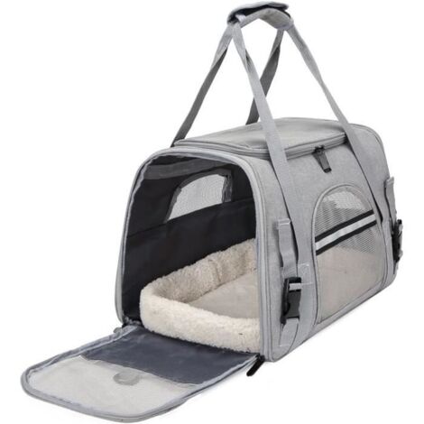 Sac de transport Pour Animal Chien Chat - Tissu Oxford - 43x25x28cm - pour Animaux de Petite et Moyenne Taille Jusqu\'à 8kg - Gris (1/4)