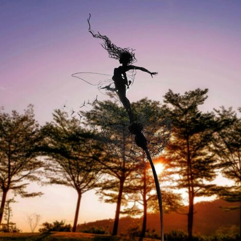 Décoration Jardin Fée Et Pissenlit En Métal - Figurine Fée Magique Pour Jardin Extérieur
