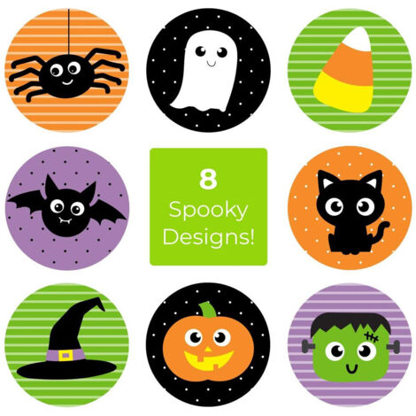 Feuilles d'autocollants de personnages d'Halloween, variés, paq. 8