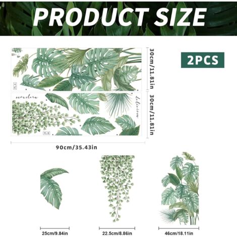 Stickers Muraux Feuilles Tropicales Et Perroquets – Style Jungle Boho | Pour Chambre, Salon, Bureau | Faciles à Poser Et Retirer