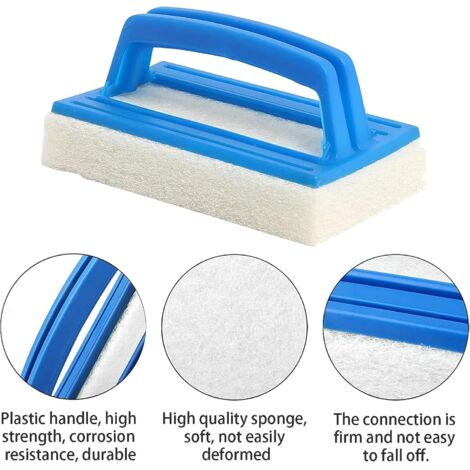 Eponge Magique Mur Blanc Kit De 2 Brosses De Piscine Xmart | Multifonction Avec Poignée | Nettoyage Piscine, Baignoire, Murs Poils Nylon