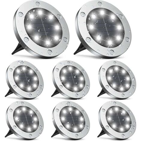 Lampe solaire exterieur, lumiere solaire exterieur 8 Pièces, lampe solaire exterieur jardin 8LED, spot solaire exterieur IP65 Étanche, lampe solaire exterieur decorative Pour Chemin Terrasse (1/5)