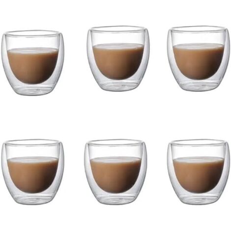 Tasse à café - Originale - Verre - Double paroi - 80ml - Set de 6 pièces (1/4)