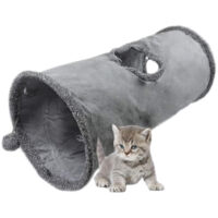 Tunnel De Jeu Pour Chat Pliable - Cube En Tissu Polyester Avec 3 Ouvertures Et Clochettes - 40x40x40 Cm - Pour Chats Et Petits Chiens