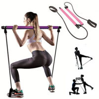 Kit de barre de yoga Pilates portable, équipement de Pilates avec barre de bande de résistance pour l'entraînement total du corps, yoga, fitness, stretch, entraînement de résistance à la maison