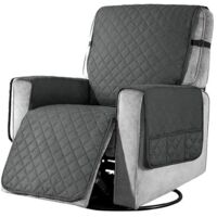 Protège fauteuil avec poches, protège fauteuil pour fauteuil TV 1 place poches housse fauteuil lavable protection fauteuil gris,S