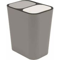 Double Recyclage Poubelle Poubelle Boîte De Rangement Conteneur Rectangle Plastique Bouton-Poussoir Double Compartiment pour Cuisine Bureau Maison Gris
