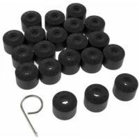 Lot de 20 caches-écrous pour VW Golf – Plastique noir – Protection boulons de roue ovales 15x30 mm – Installation facile - 20pcs
