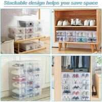 Boîte à Chaussures Transparente Pliable - 3 étages Empilables - Pour Jusqu'à Taille 46 - Rangement Placard Gain De Place - 4