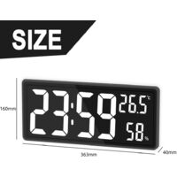 Réveil Numérique Grand écran LED Courbé - Affichage Haute Luminosité - Silencieux - Alimentation Secteur Ou Piles