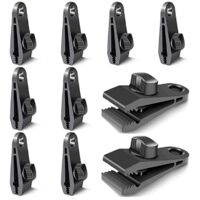 10 Pièces Clips de Bâche, Pièces de Fixation de Bâche, Crochets de Bâche, Clips de Tente de Camping Coupe-Vent, Accessoires de Clip Coupe-Vent Résistant au Soleil (Noir)