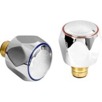 Robinet de remplacement standard chaud et froid – Tête chromée – Mécanisme intérieur laiton – Inclus 2 rénovations 1,27 cm – Einemgeld