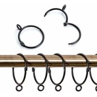 Lot De 50 Anneaux Pour Rideaux Avec Crochets – En Fer Noir, Diamètre Intérieur 30 Mm – Pour Salon, Chambre, Salle De Bain - 2