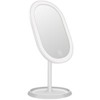 Miroir de maquillage éclairé par LED, rechargeable - Miroir cosmétique éclairé sans fil avec 3 réglages de lumière à intensité variable, double grossissement