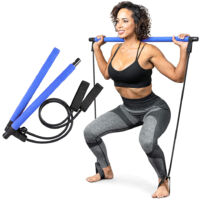 Pilates Bar Yoga Stick - Kit de barre Pilates pour salle de gym à domicile avec bandes de résistance Pilates