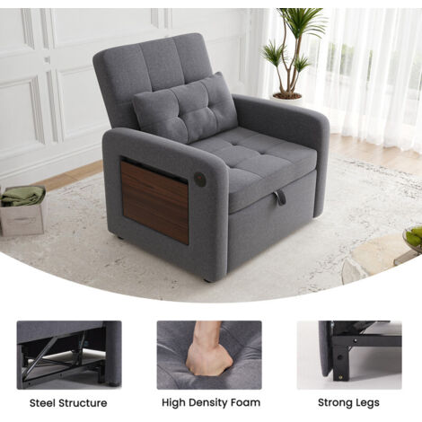 Convertible Sleeper Chair 3-in-1 Sofa Bed Adjustable Recliner with ...