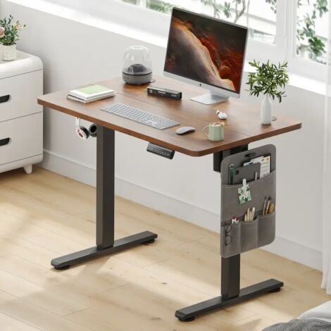 Electric Height Adjustable Standing Desk Office Computer Desk Stand Up Desk For Home Office, 100cm, Brown