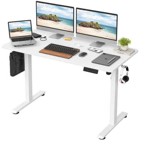 Electric Height Adjustable Standing Desk Office Computer Desk Stand Up Desk For Home Office, 120cm, White