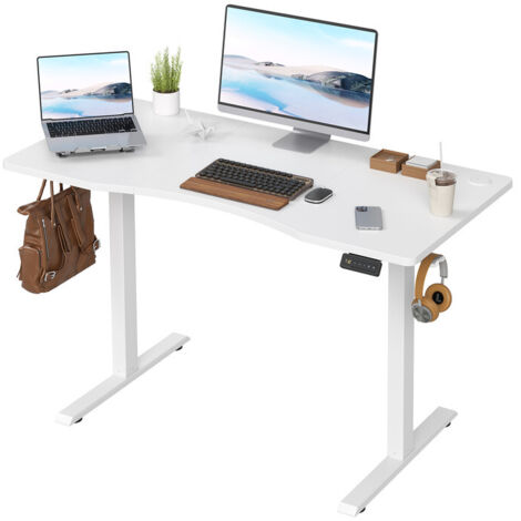Electric Height Adjustable Standing Desk Smart Memory Computer Desk Ergonomic Home Office Desk UK, 120cm, White