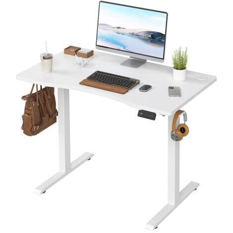 Electric Height Adjustable Standing Desk Smart Memory Computer Desk Ergonomic Home Office Desk UK, 100cm, White