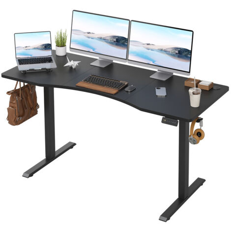 Electric Height Adjustable Standing Desk Smart Memory Computer Desk Ergonomic Home Office Desk UK, 140cm, Black
