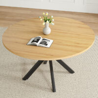 Round Dining Table 120×75 cm with Metal Legs - Modern Style for Home & Café, Nature