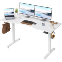 Electric Height Adjustable Standing Desk Smart Memory Computer Desk Ergonomic Home Office Desk UK, 140cm, White