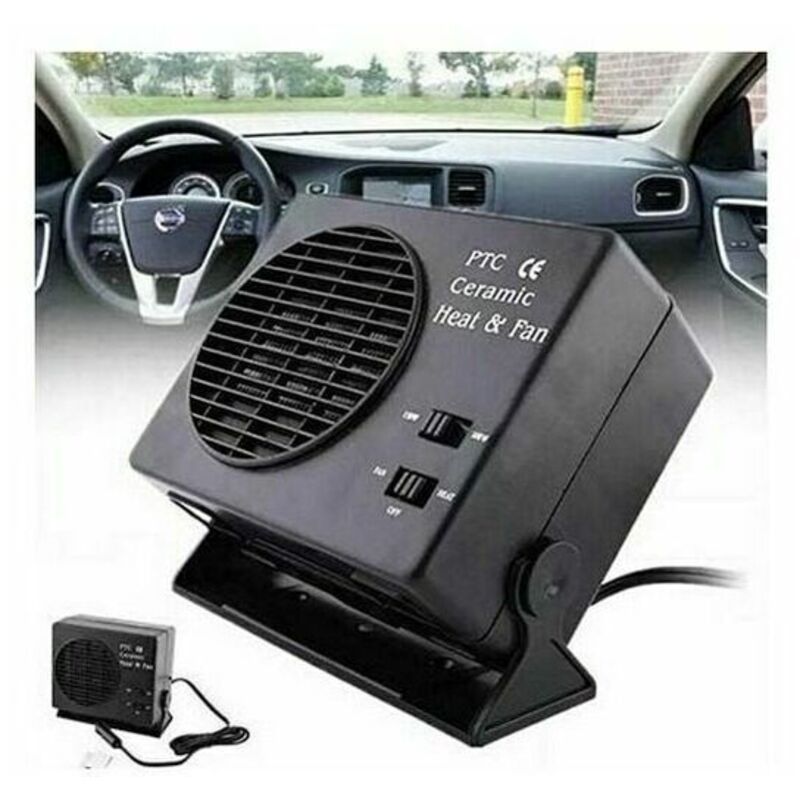 Chauffage Portatif 12V 300W Pour Voiture - En Céramique, Acier Inox, 2 Modes (chaud/froid), Chauffe Rapide Jusqu'à 45°C