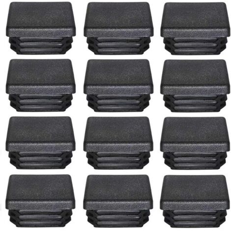 (12pcs)Bouchon Plastique 50x50mm Embout Tube Carre Noir Plastique Embout Bouchons D'obturation pour Pieds de Meuble Trampoline 12 Pcs
