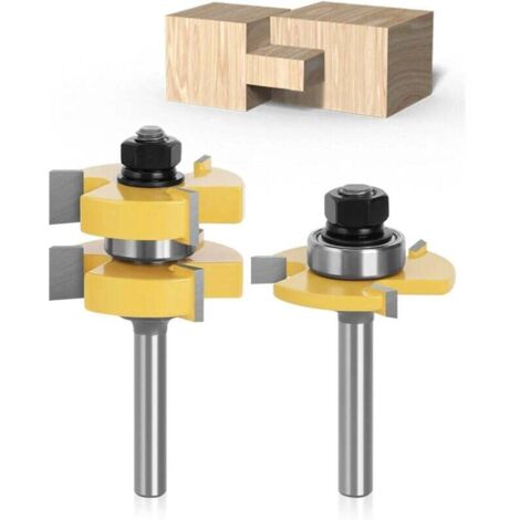 8mm Queue Langue Appariée et Fraise de Rainure Set 3 Dents Forme T Cutter en Bois de Coupe Outil de Travail du Bois (1/5)