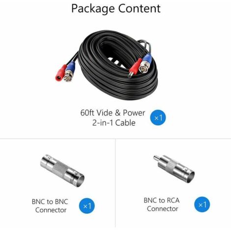 Prise RCA Cordon D'alimentation CC Câble D'extension AV Vidéo Pour Vidéosurveillance Sécurité