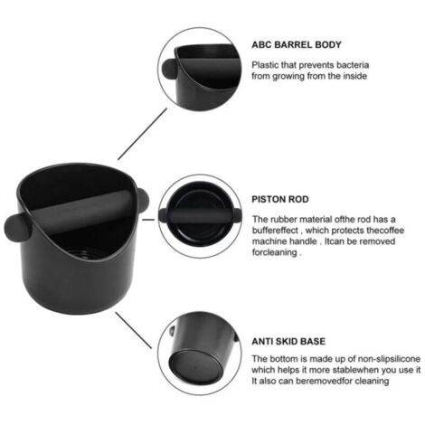 Knock Box Café Barista - Boîte à Marc Avec Barre Amovible Métal - Accessoire Expresso Noir